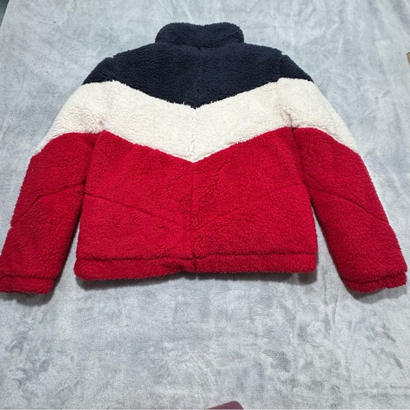 Vintage Tommy Hilfiger Sport Sherpa Teddy Jacket Small Red, White & Blue Fleece - Picture 2 of 6